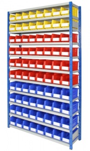 Shelving Bay with 80 Rhino Tuff Bin30 Parts Storage Bins